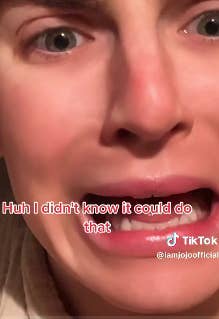 A super close-up of JoJo's open mouth