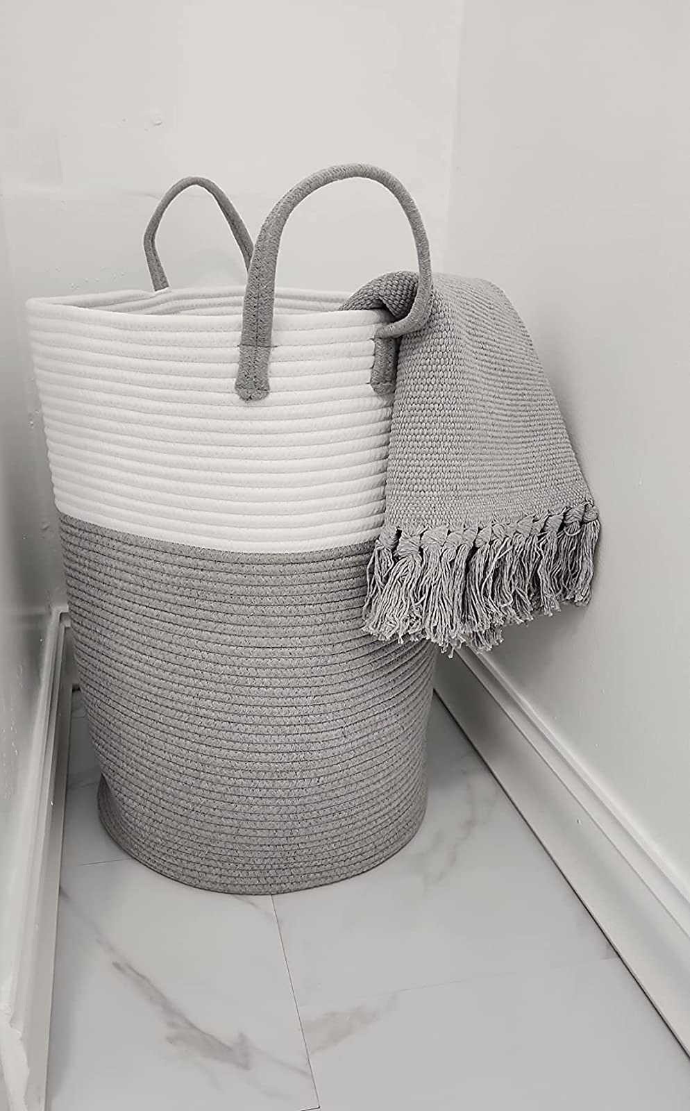 Reviewer&#x27;s photo of the hamper in the color Grey