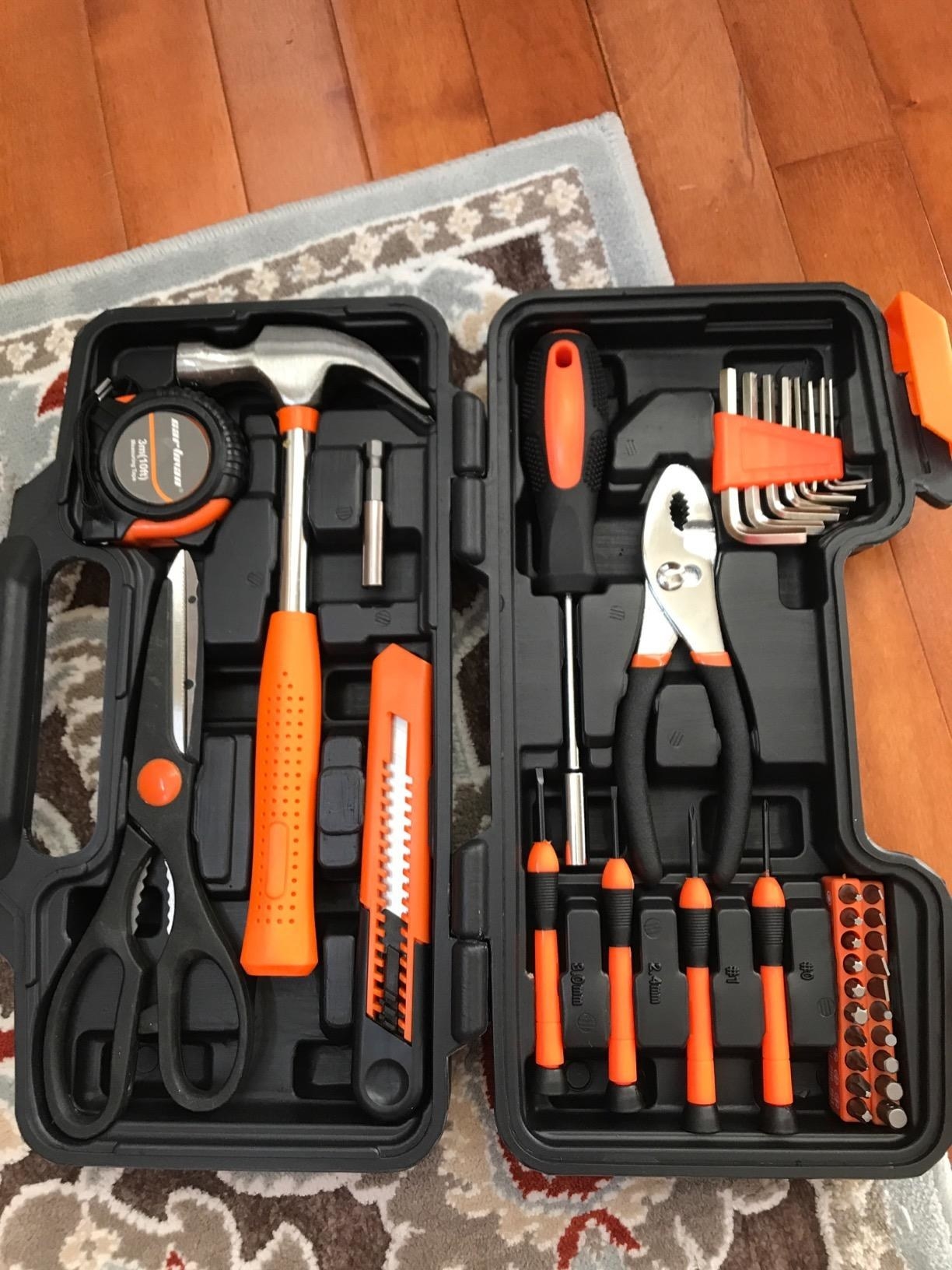 Reviewer&#x27;s photo of the tool kit in the color Orange
