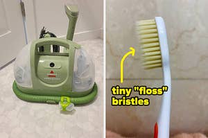 (left) green machine (right) floss toothbrush