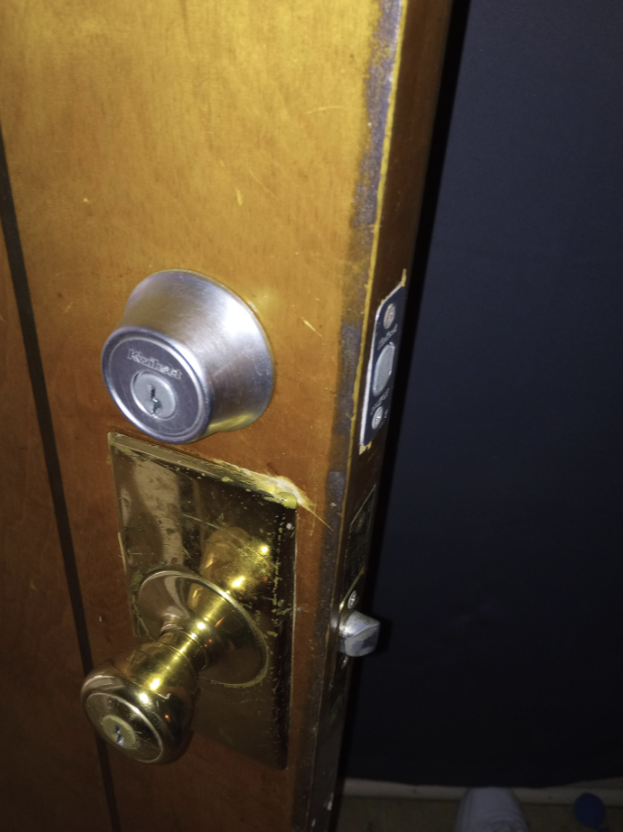 A damaged door knob