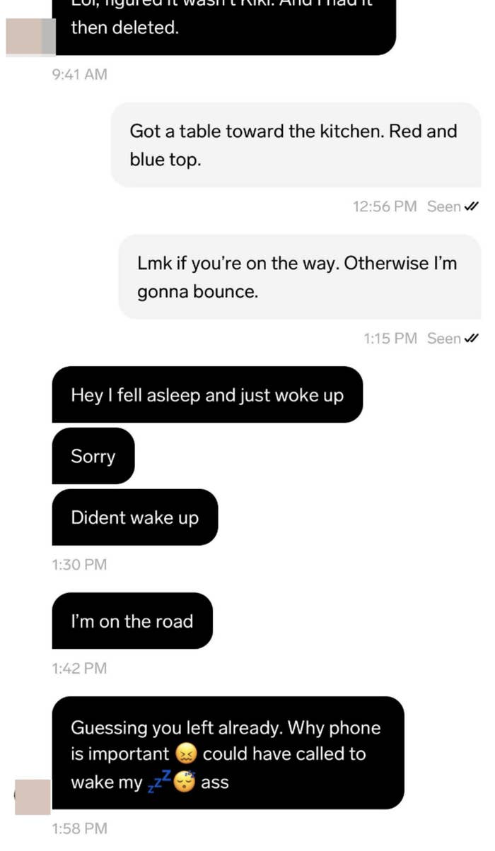 Screenshot of a text exchange