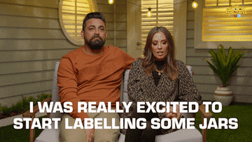 The two hosts saying &quot;I was really excited to start labeling some jars&quot;
