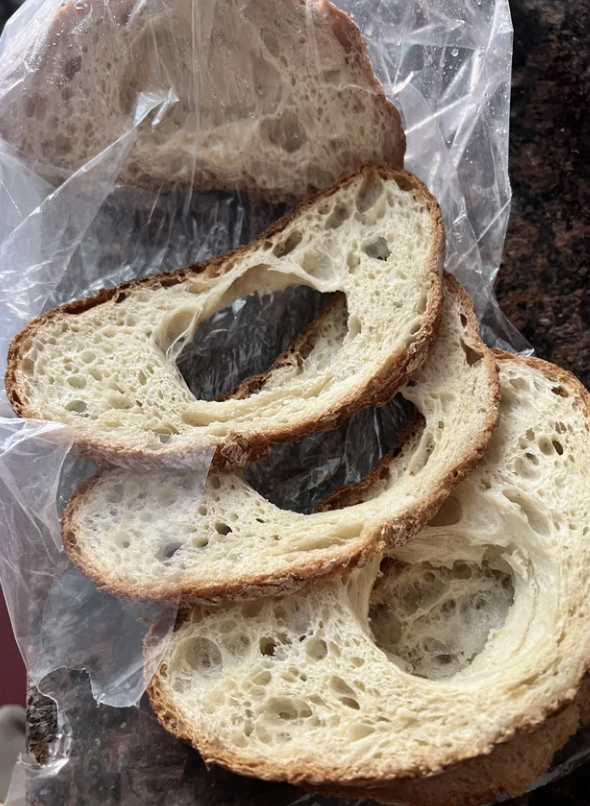 large holes in the middle of the bread slices