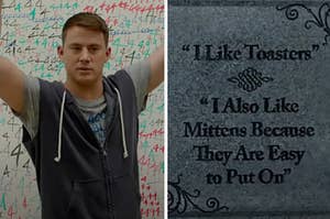 21 Jumpstreet side by side with a tombstone reading "I like toasters"