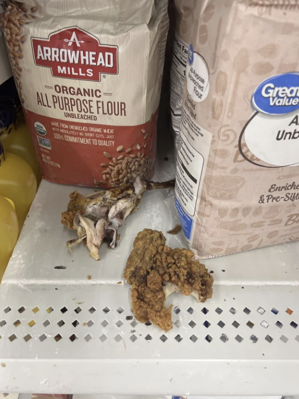 chicken left on a shelf