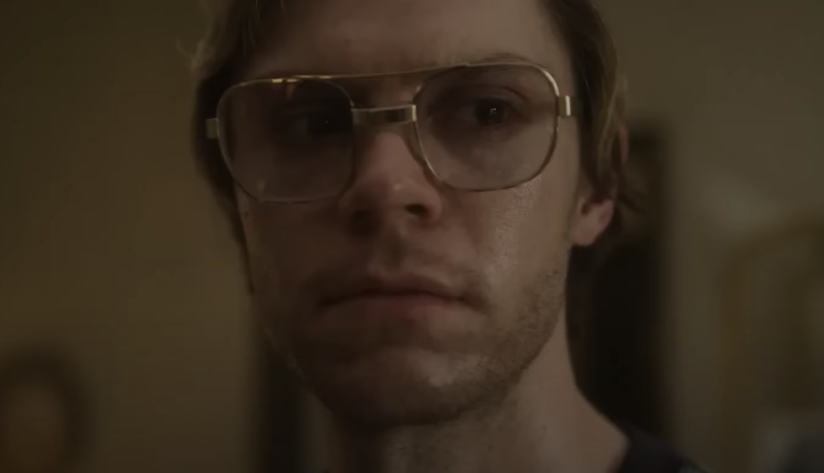 In a scene from Netflix&#x27;s Dahmer — Monster: the Jeffrey Dahmer Story, the titular character is seen staring ominously