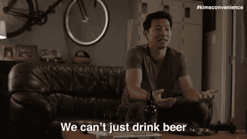 Kim&#x27;s convenience character saying to drink beer and watch video games forever