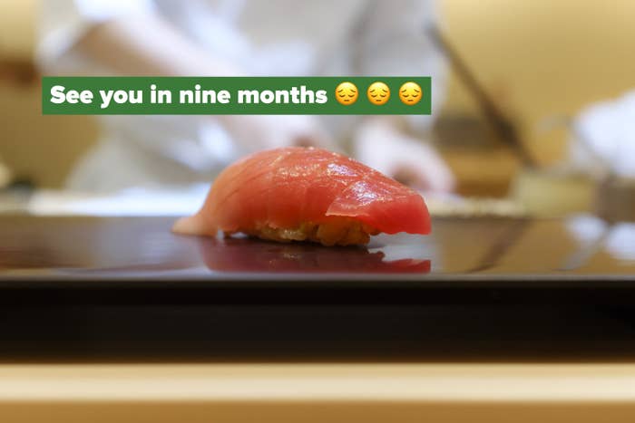 A piece of raw sushi.