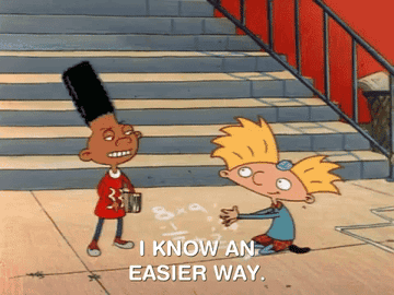 A scene from &quot;Hey Arnold&quot; where Gerald is telling Arnold &quot;I know an easier way.&quot;