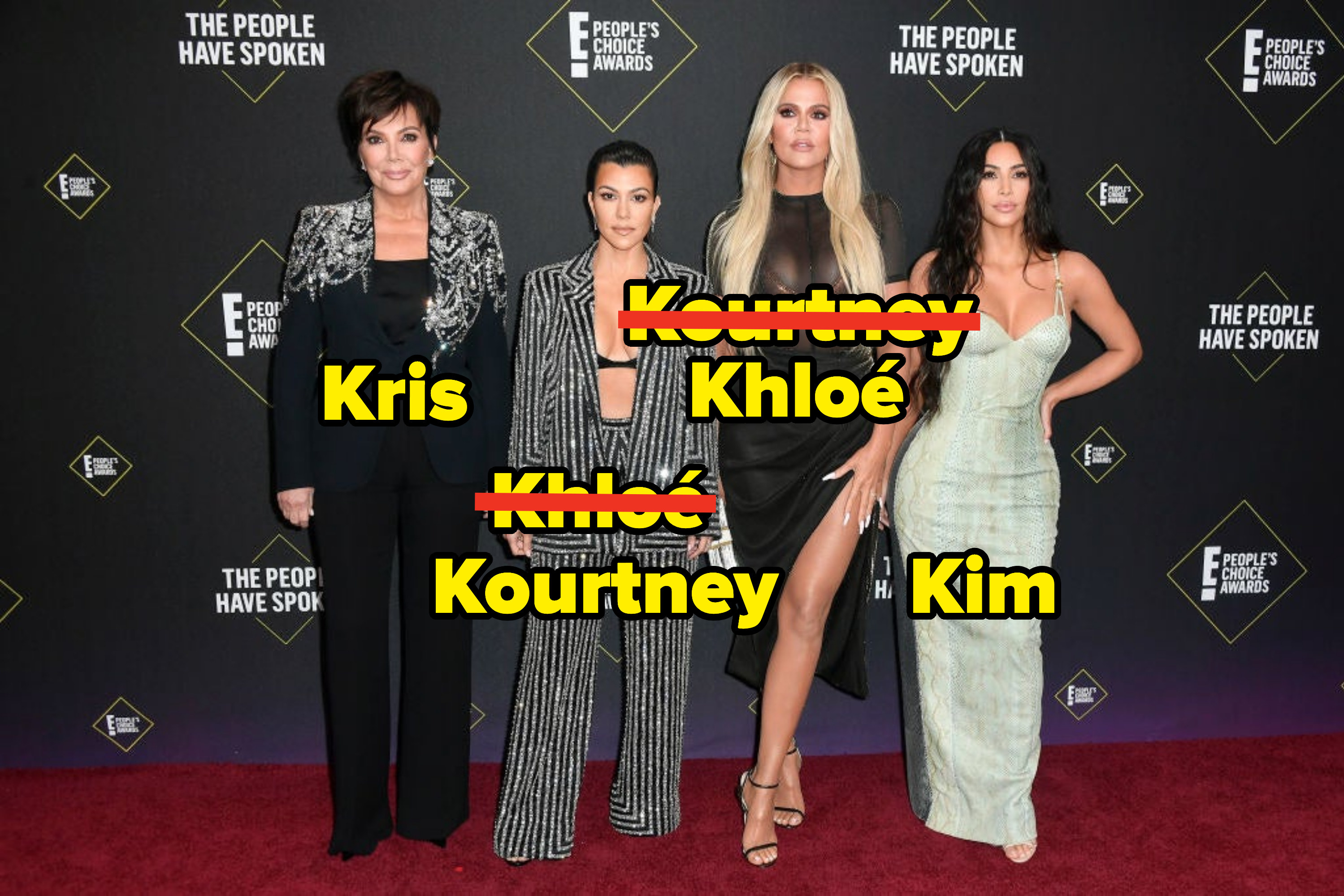 Khloe, Kourtney, and Kim on the red carpet with their mother Kris