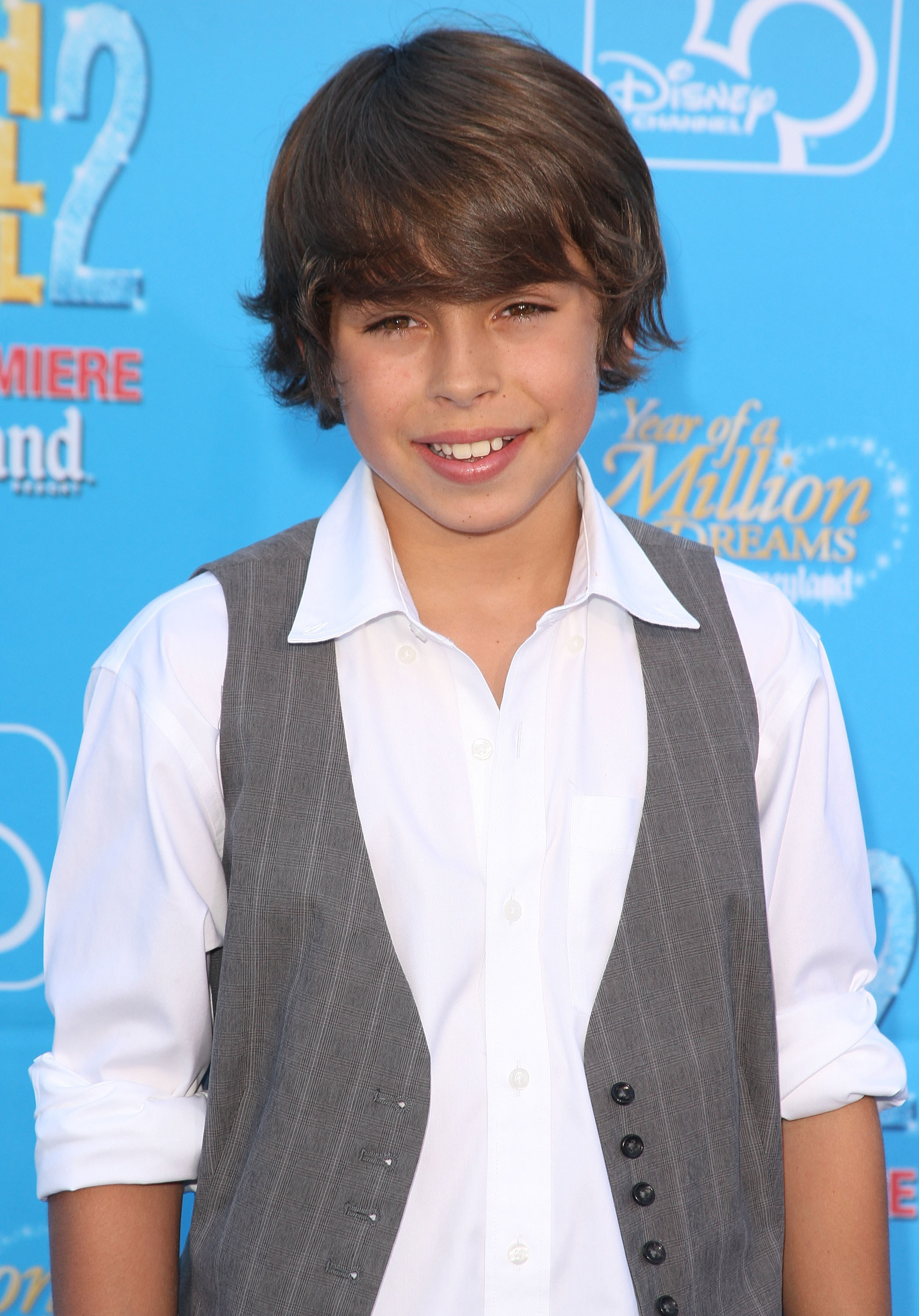 Jake T. Austin smiles at the &quot;High School Musical 2&quot; premiere on August 14, 2007