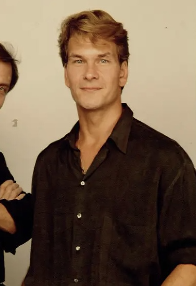 Swayze in a button-up shirt
