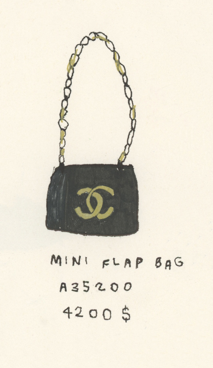 drawing of a Chanel purse