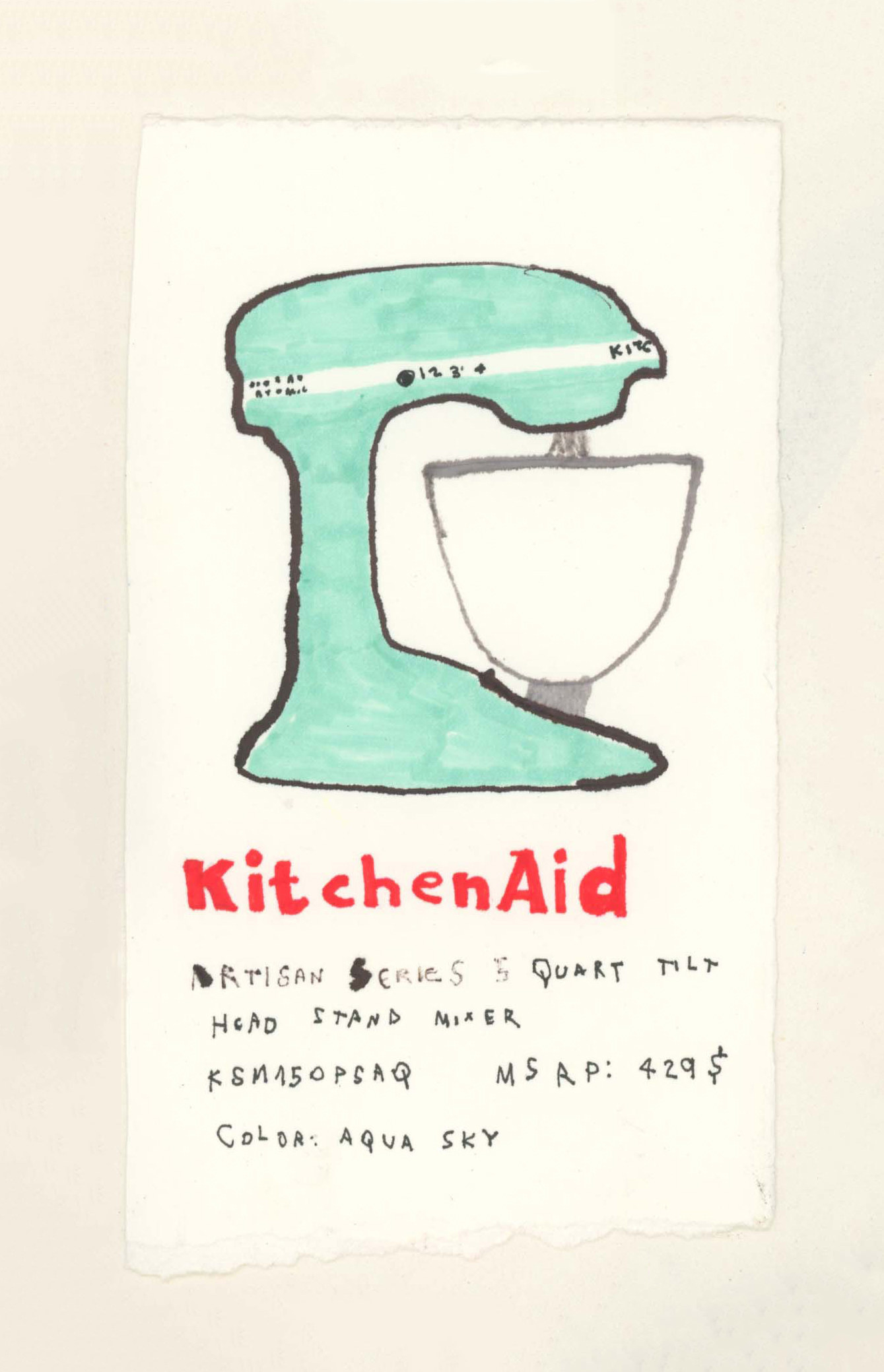 kitchen aid stand mixer in the color aqua sky