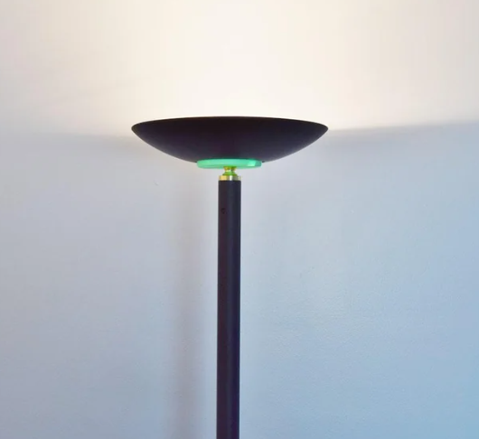A halogen torchiere floor lamp