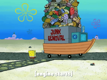 Spongebob and a junk removal boat