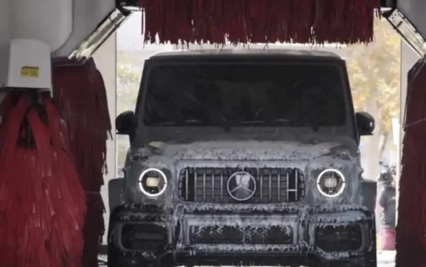 A car going through a car wash