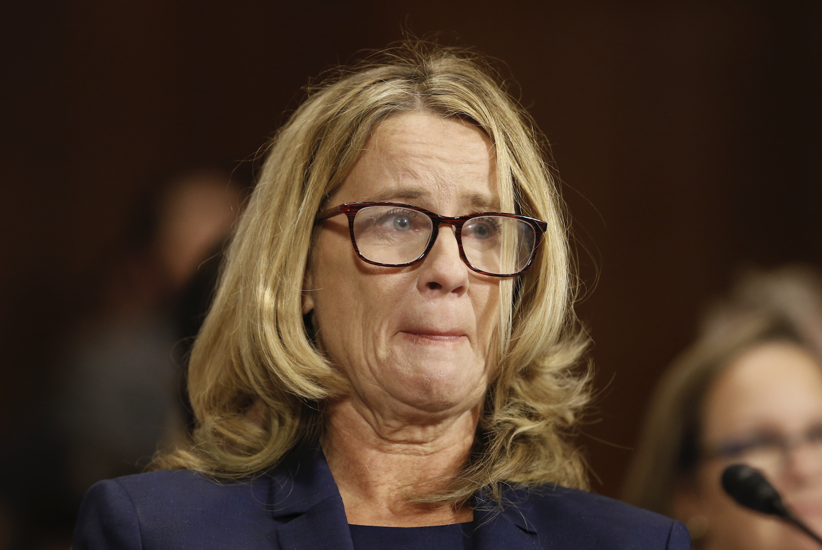 Christine Blasey Ford tearing up while testifying before Congress