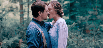 Emma Corrin and Jack O&#x27;Connell kiss fervently in the woods in Lady Chatterly&#x27;s lover