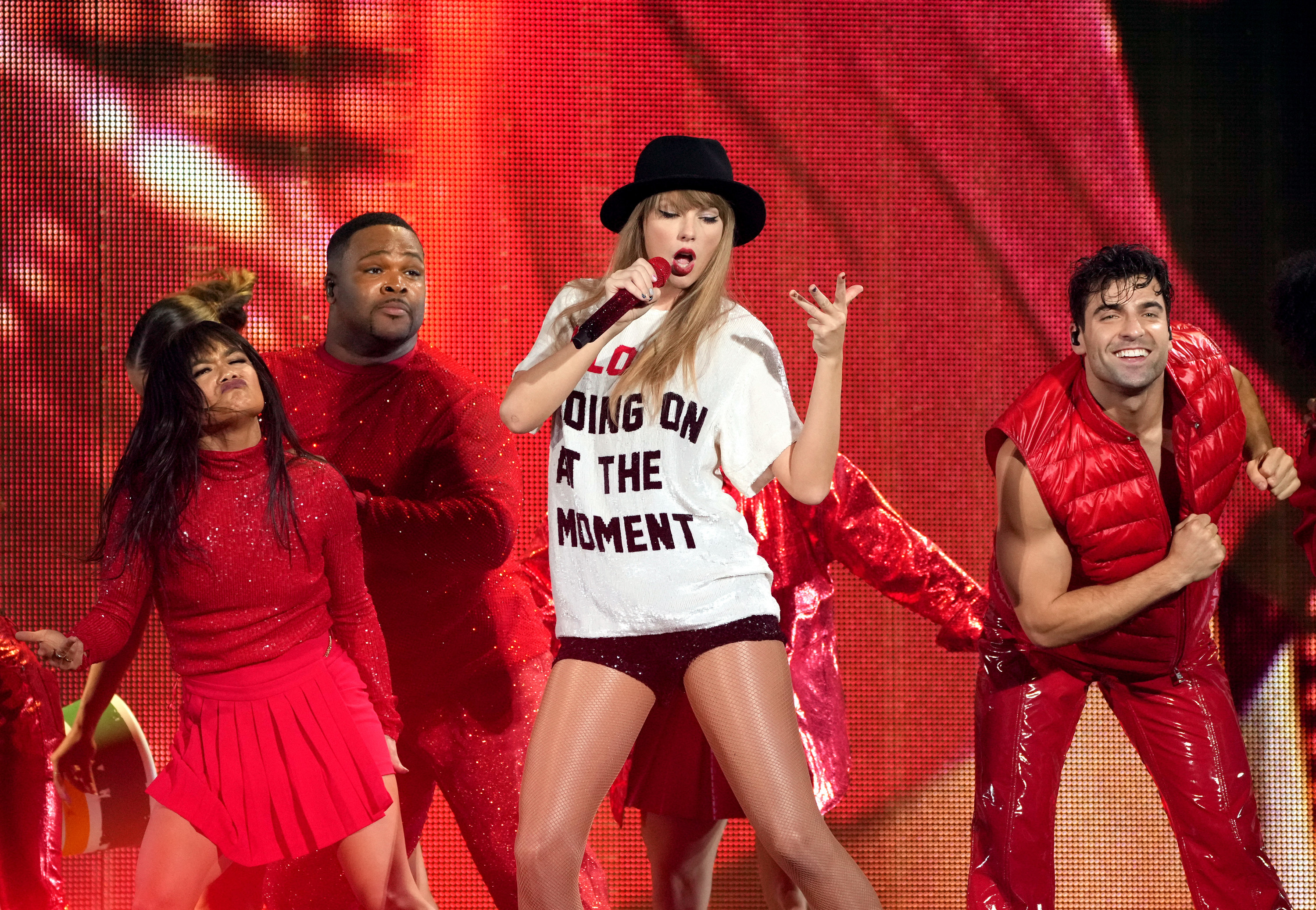 Taylor wearing her &quot;A Lot Going On At That Moment&quot; shirt