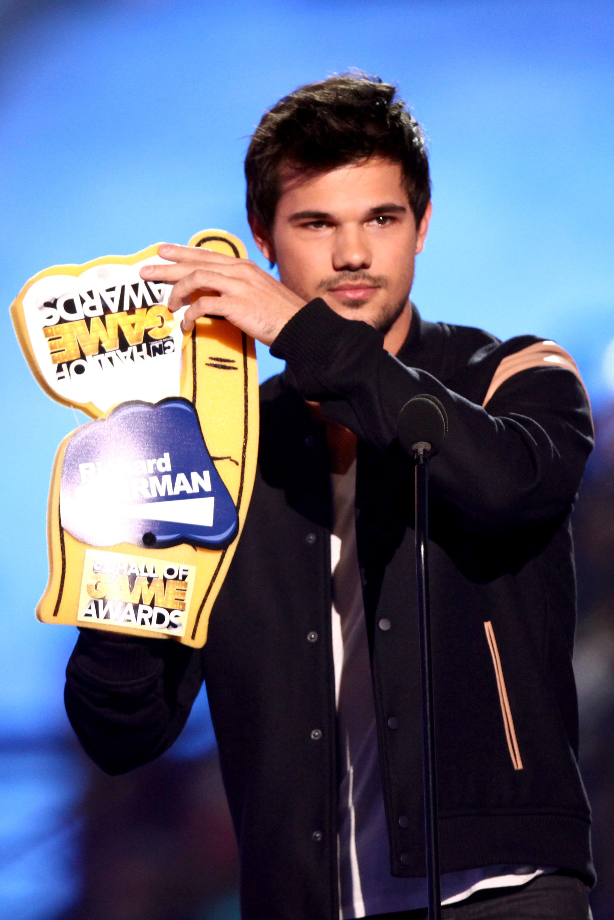 Tyler onstage with an award
