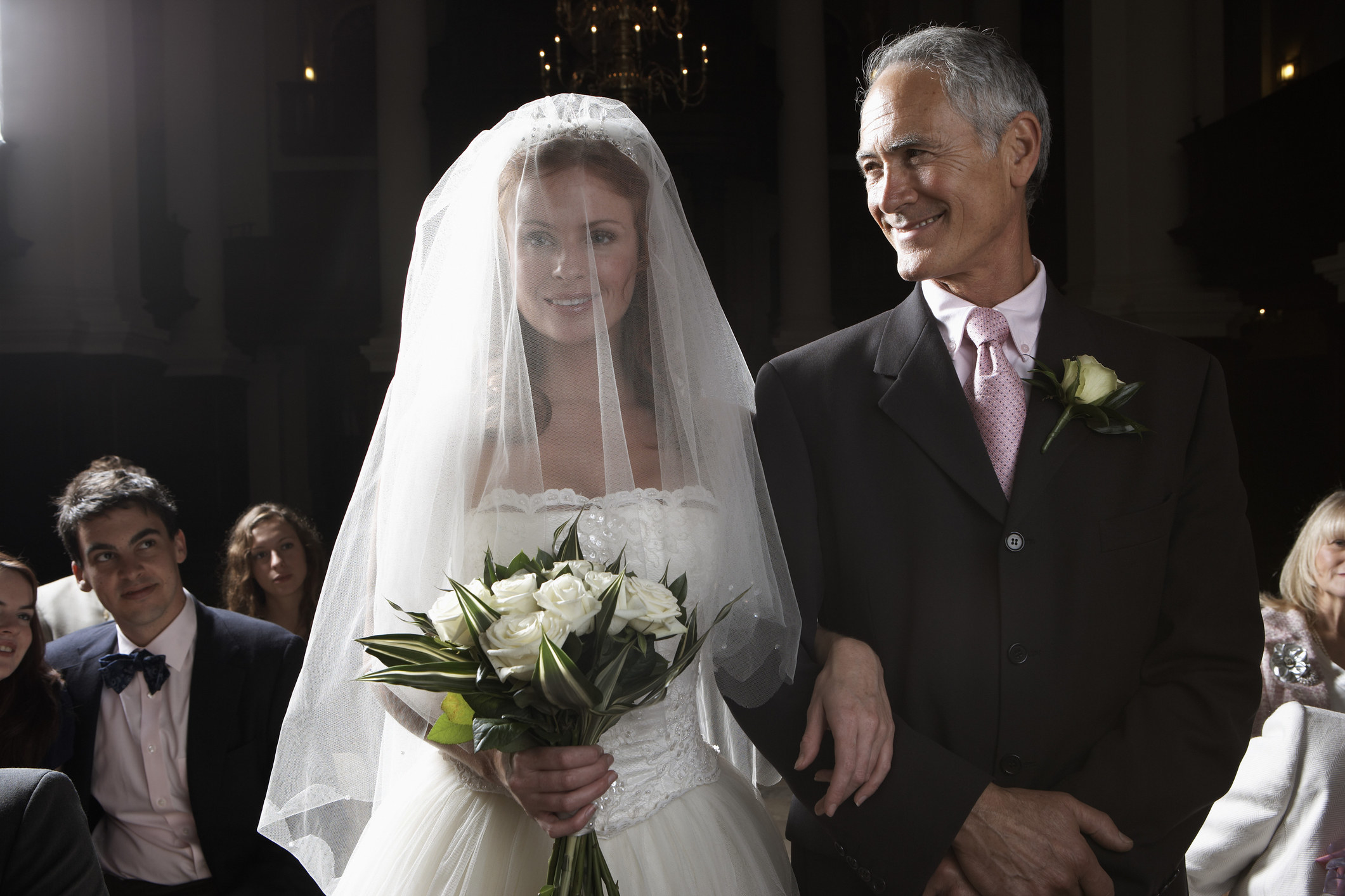 bride walking with father