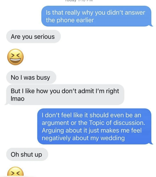 Screenshot of a text exchange