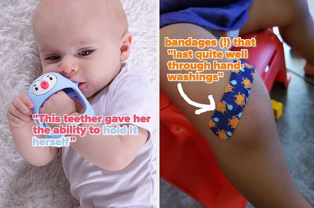 A model holding a baby in the sky blue swaddle