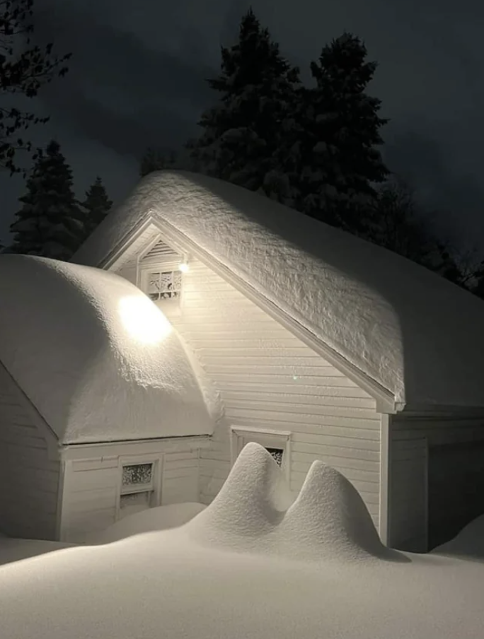 A house covered in snow