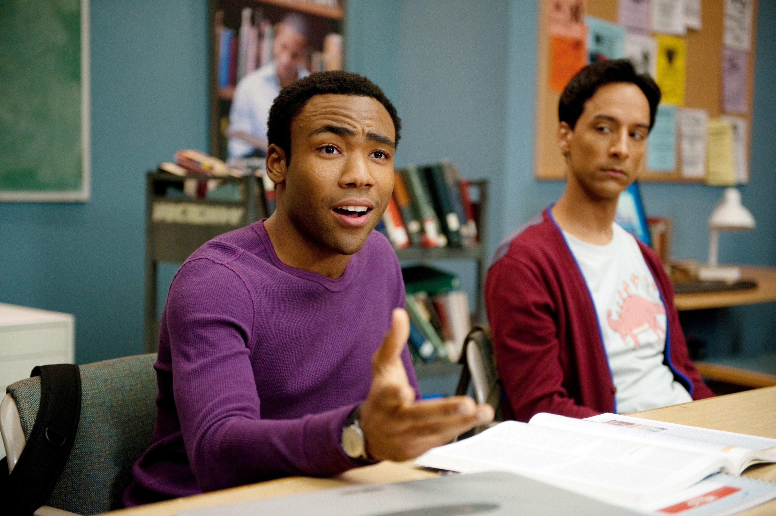 Troy talks as Abed looks on in "Community"