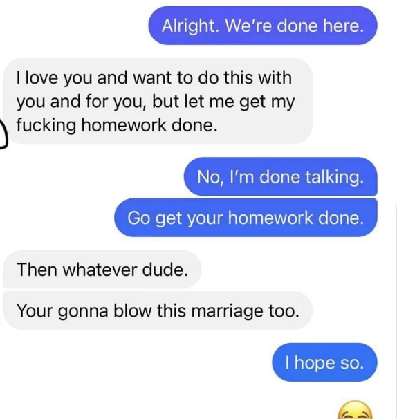 Screenshot of a text exchange