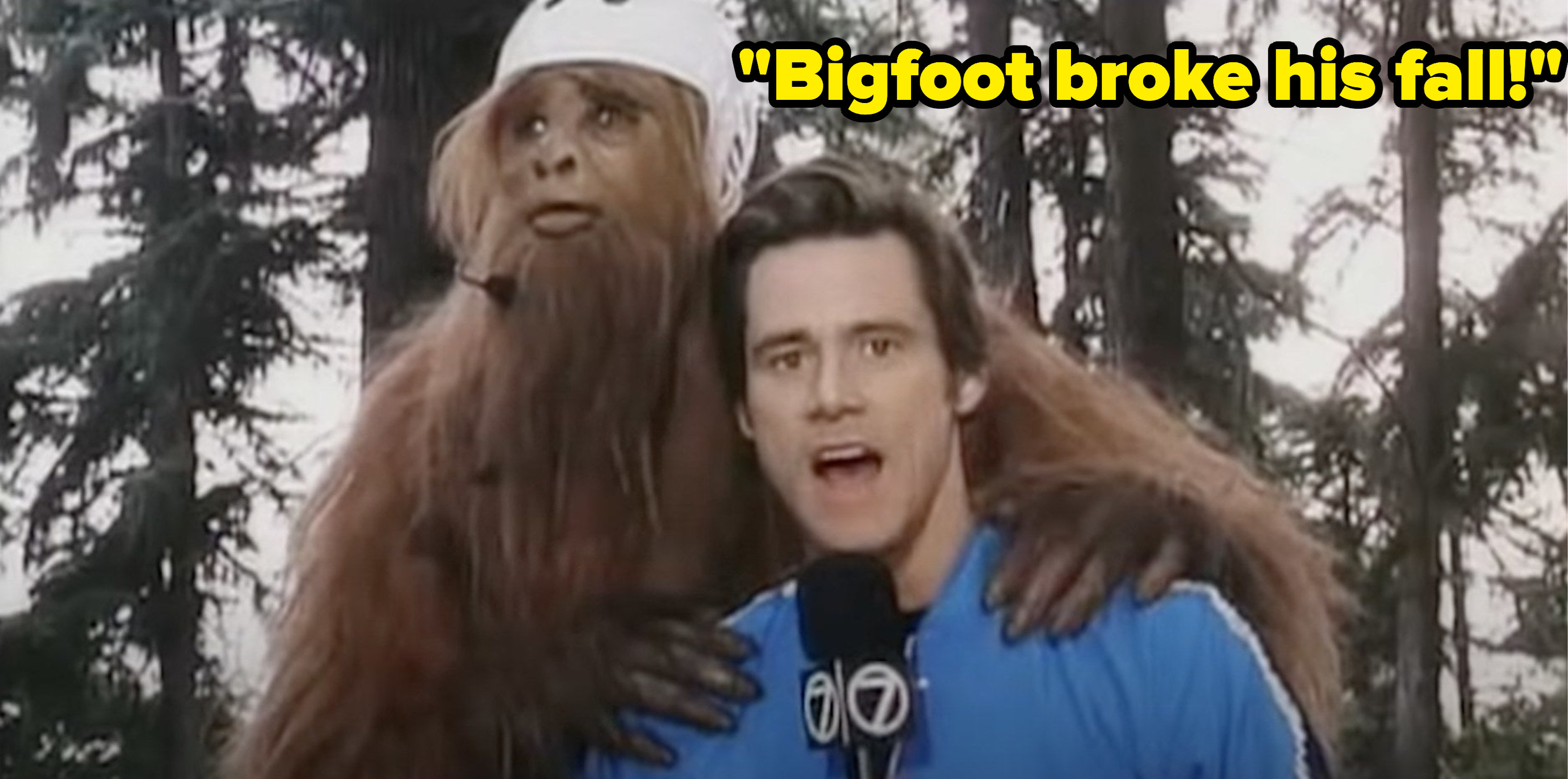 Bruce does a report next to bigfoot