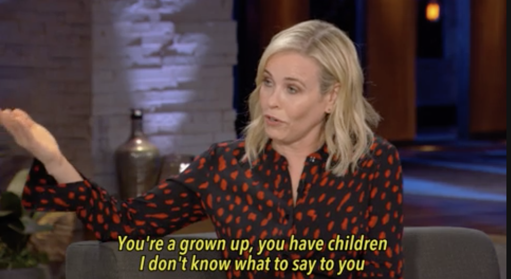 Woman saying "You're a grown-up, you have children; I don't know what to say to you"