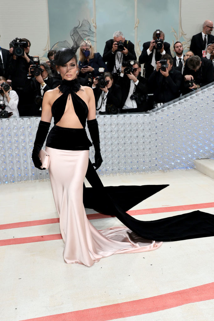 Jennifer Lopez attends The 2023 Met Gala in a silk gown