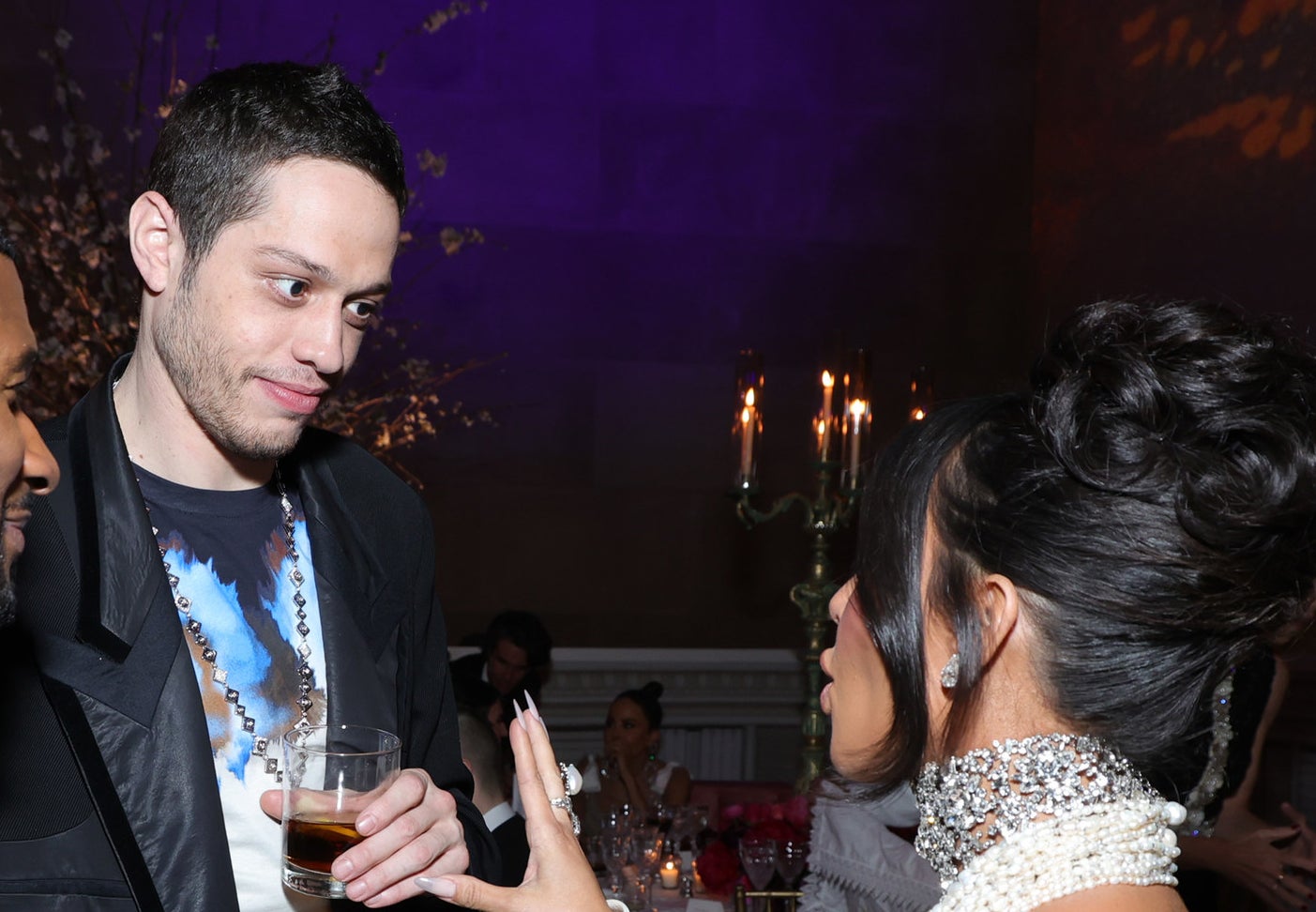 Closeup of Pete Davidson and Kim Kardashian