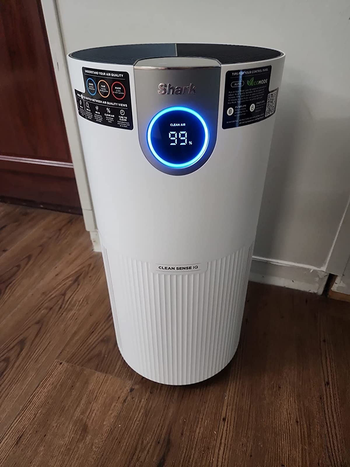 reviewer's large white tower shark air purifyer