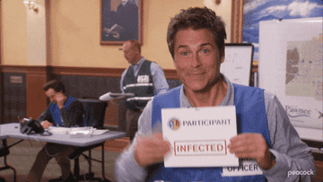 Chris Traeger from &quot;Parks and Rec&quot; gives a thumbs up while exclaiming &quot;Therapy!&quot;