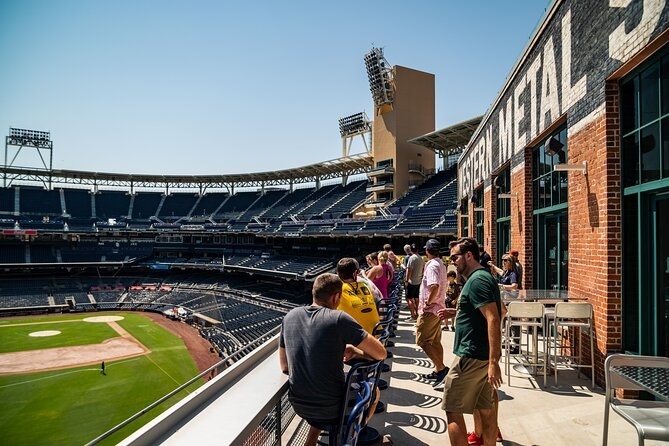 A tour group overlooking Petco Park