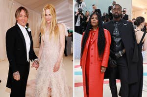 Keith Urban smiles as he holds Nicole Kidman's hand vs Gabrielle Union poses with her mouth agape while standing next to Dwyane Wade at the Met Gala