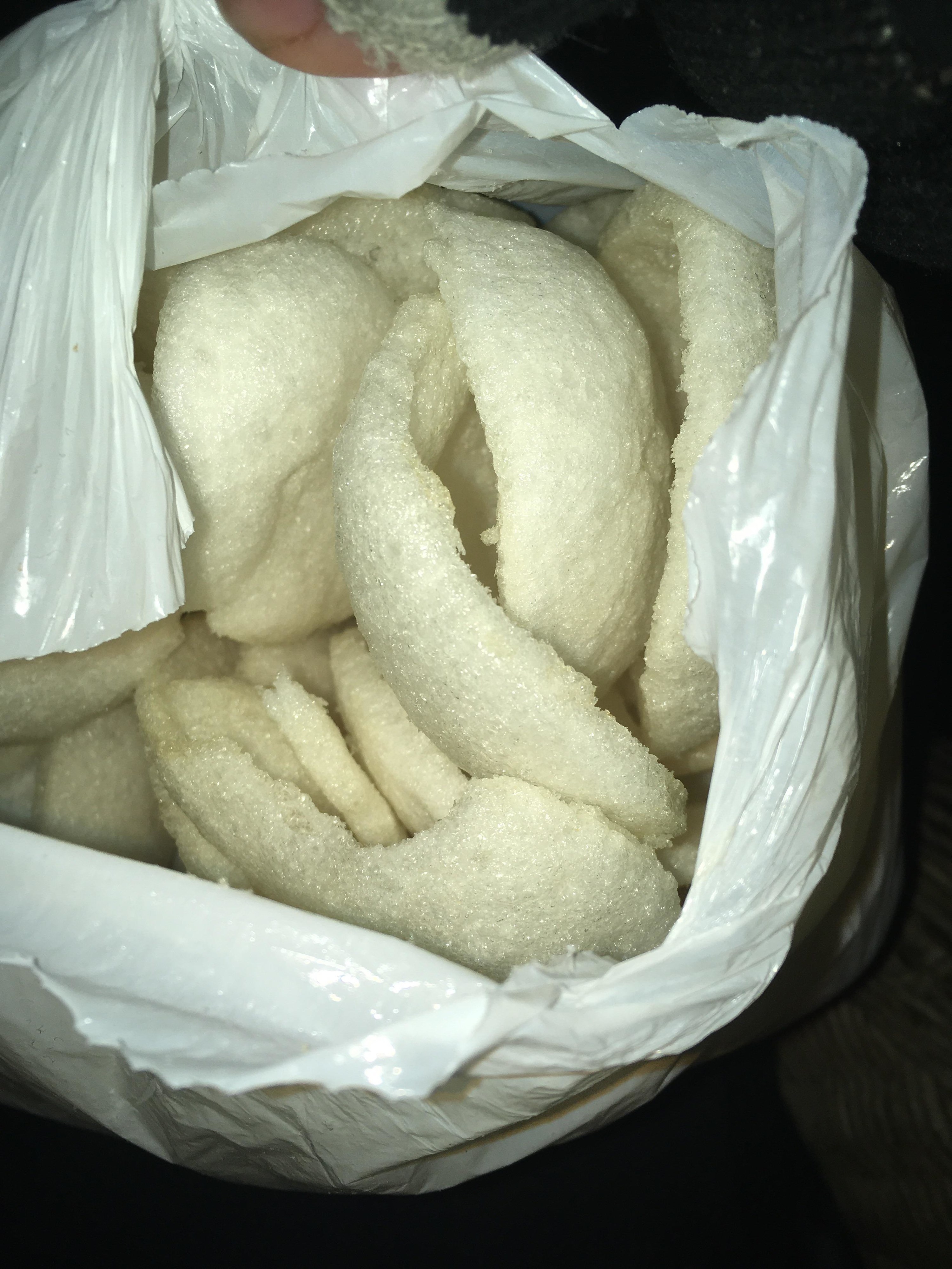 prawn crackers in a takeout bag