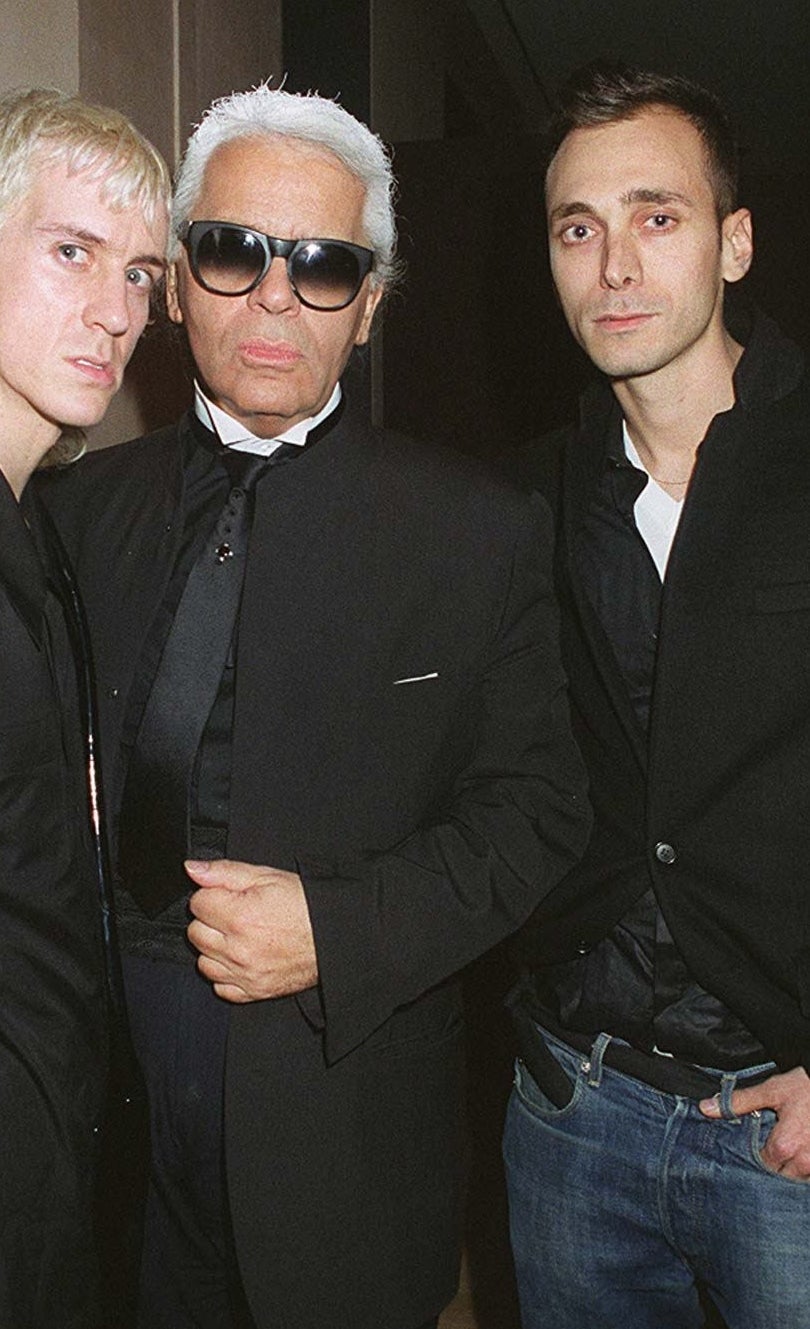 Jeremy Scott, Karl Lagerfeld and Hedi Slimane at the Opening Of Fendi Shop In Rue Francois In Paris