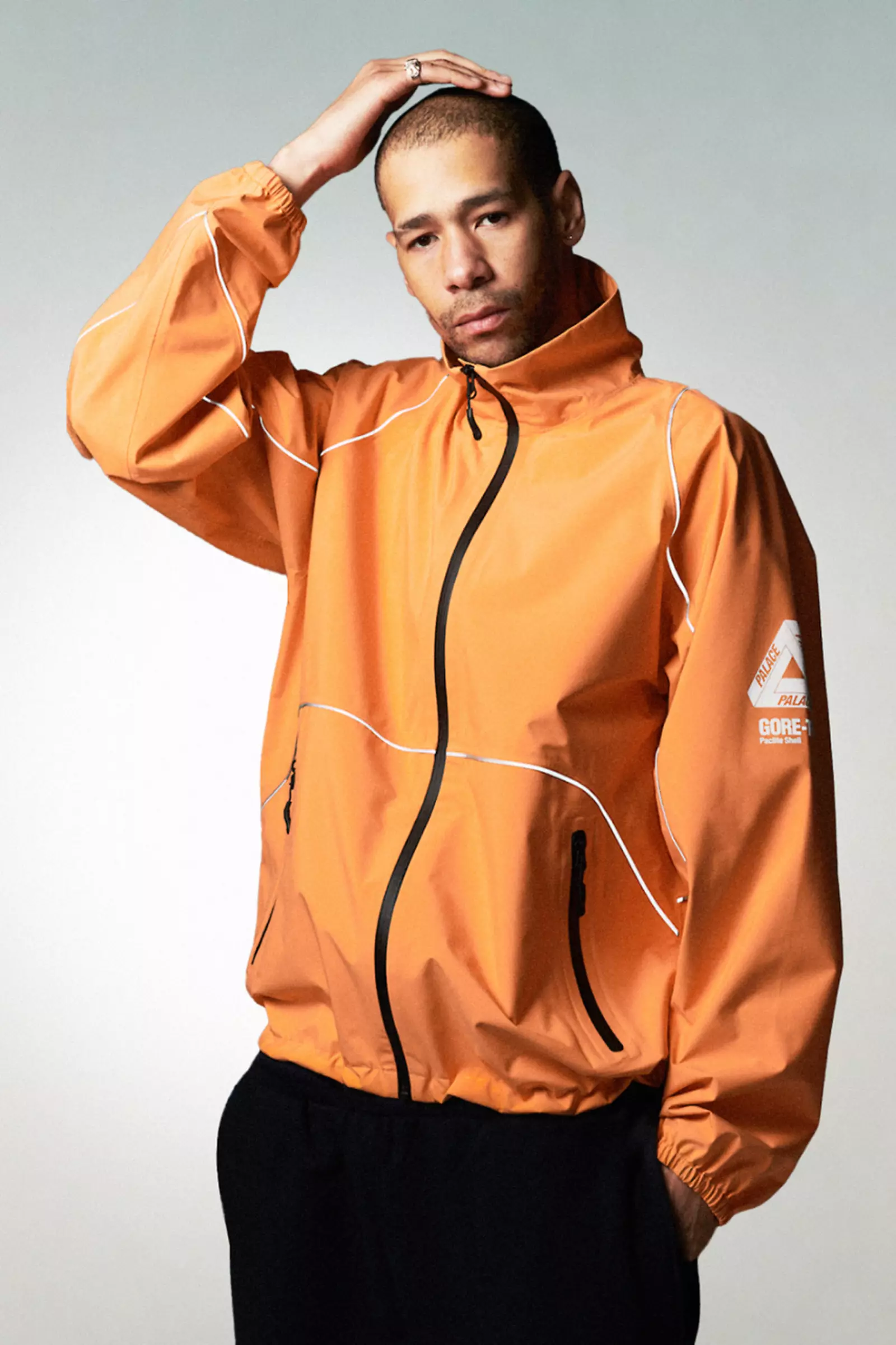 Lucien Clarke modeling a Palace Gore Tex Jacket from Summer 2023