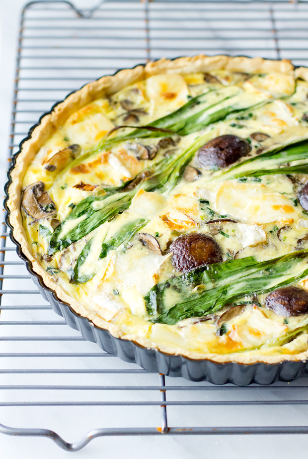 Quiche With Ramps, Mushrooms, and Brie