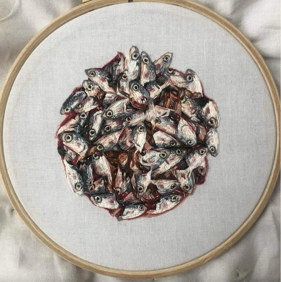 A fish-head embroidery