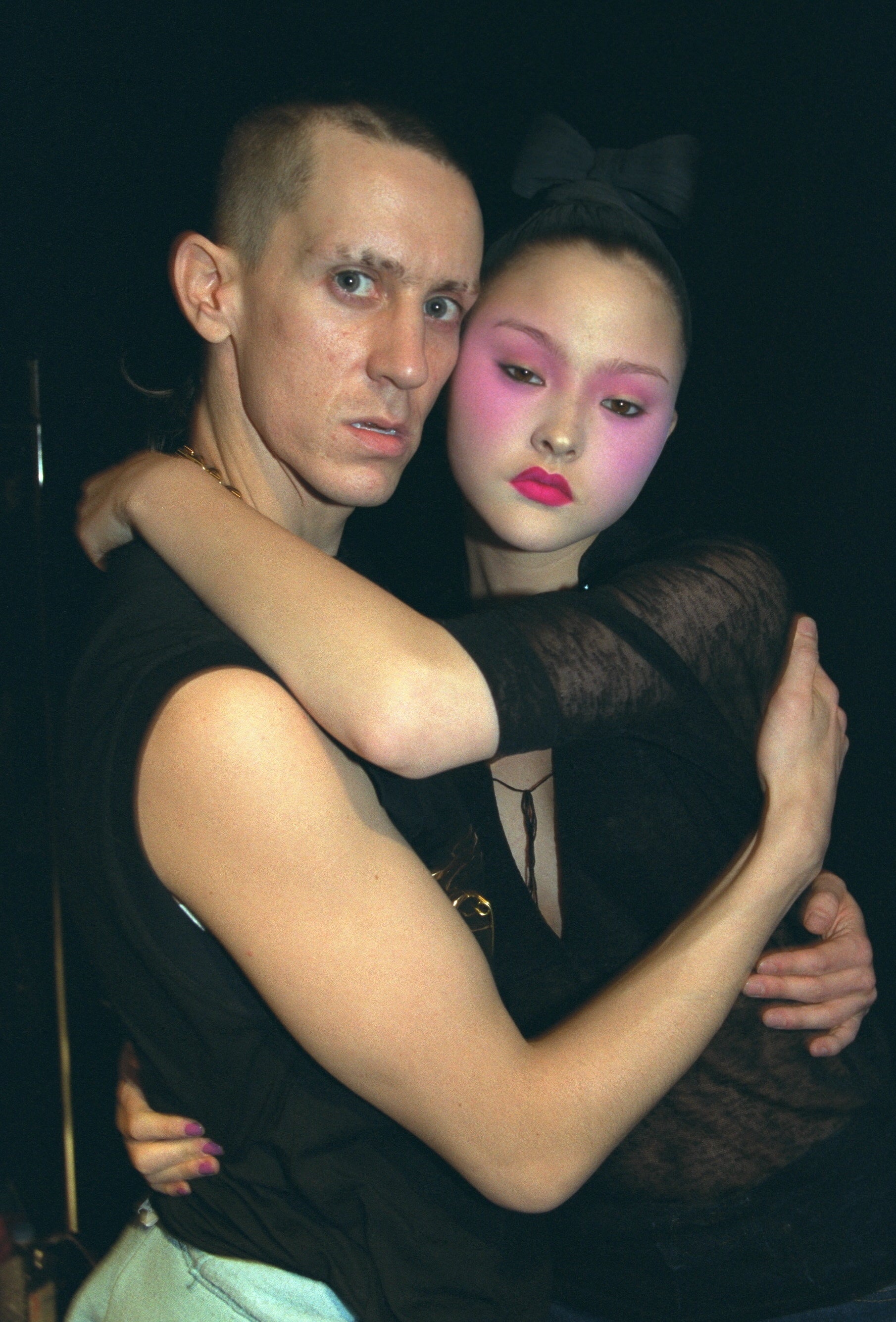 Designer Jeremy Scott with model Devon Aoki