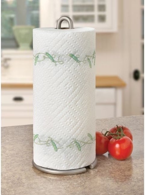 A silver paper towel roll
