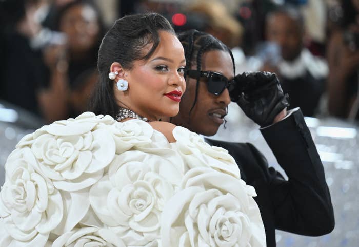 A closeup of Rihanna smiling at the camera