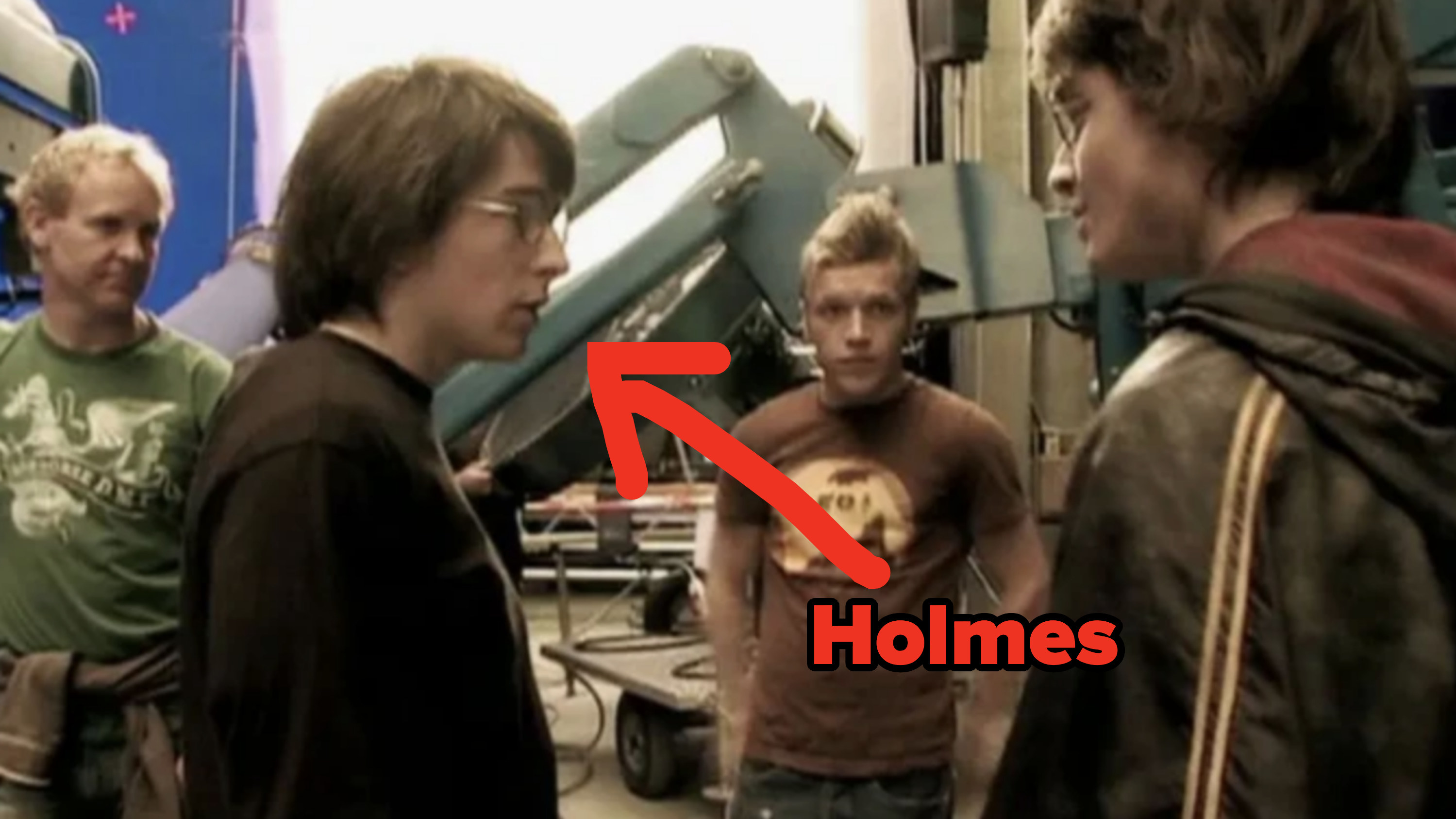 Closeup of Holmes on set
