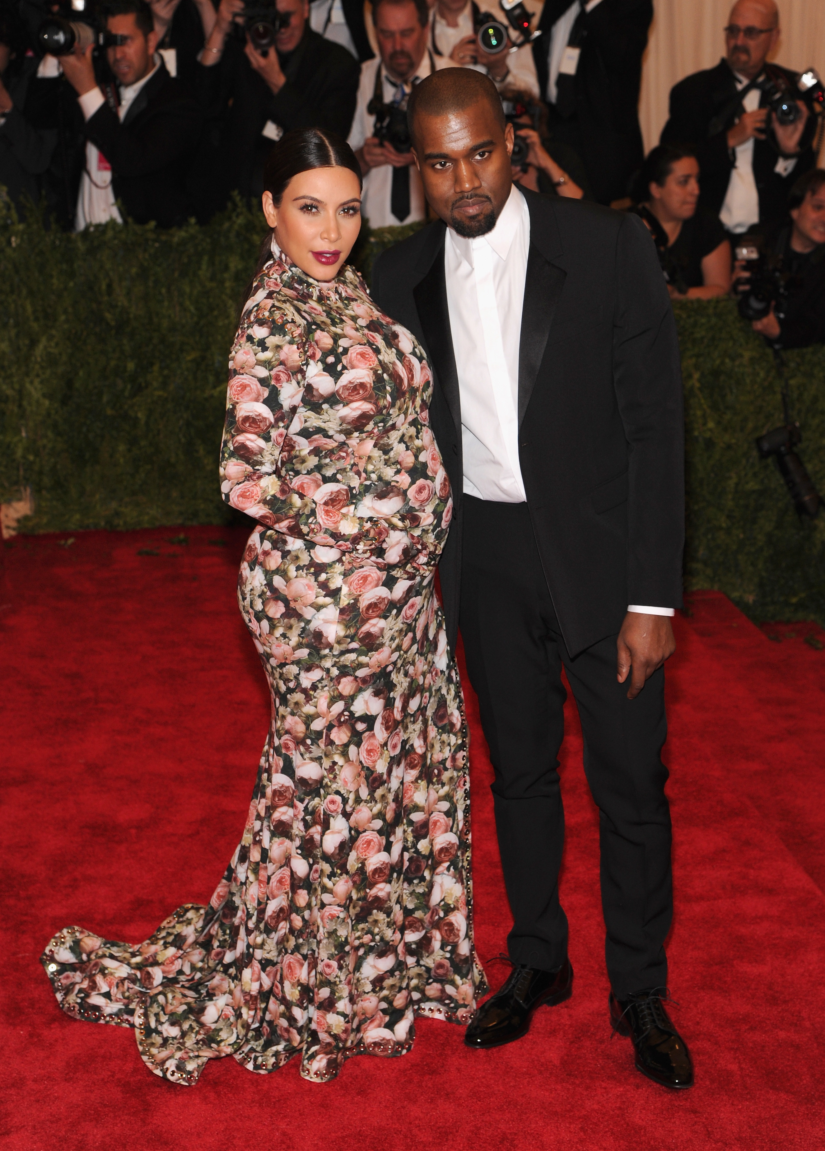 Closeup of Kim Kardashian and Kanye West
